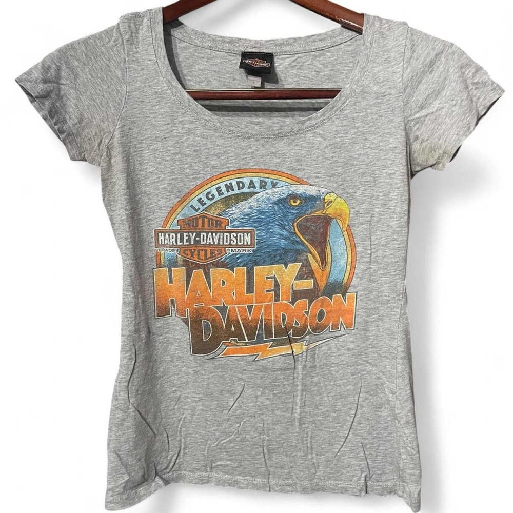 Harley-Davidson Women's Gray Tee with Orange Graphic